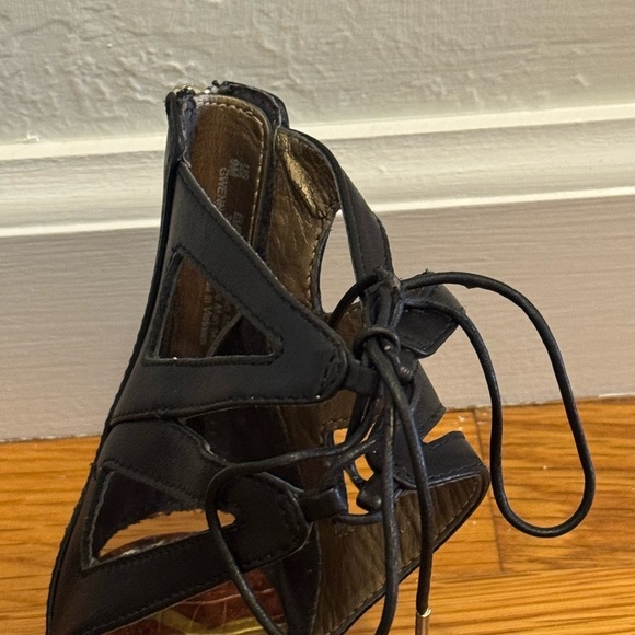 Sam Edelman Black Lace-Up Sandals German Gladiator Size 9 Leather Vacation Shoes - Picture 4 of 9